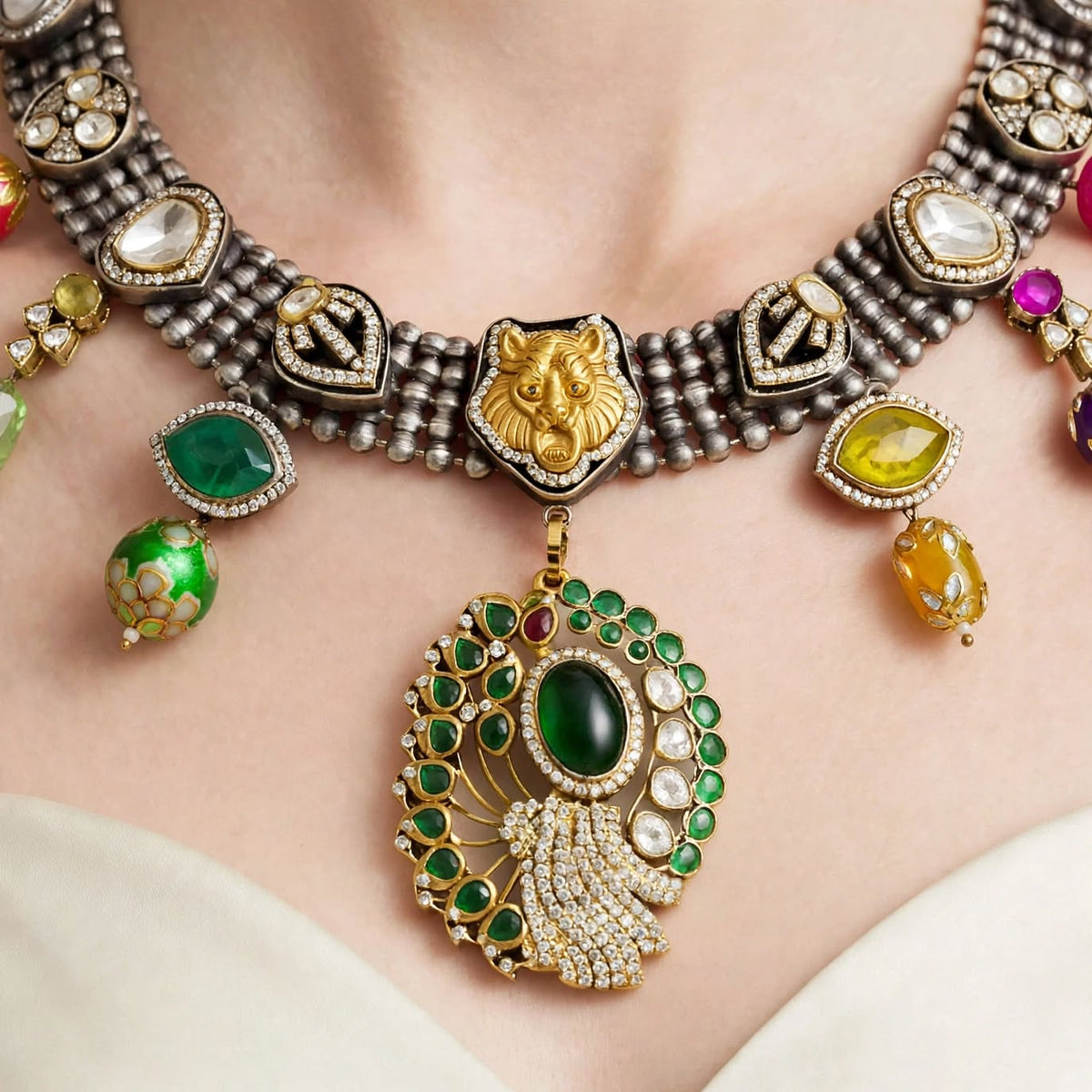 Maharani Navratna Statement Necklace