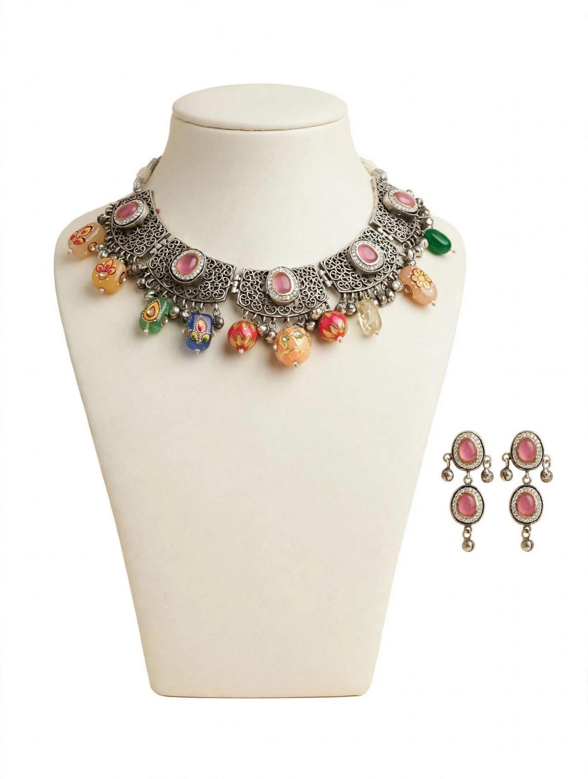 Rang Leela - Multicolor Hand-Painted Necklace Set
