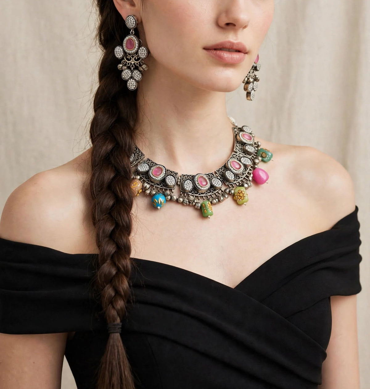 Boho Blush - Afghani Oxidized Choker Set