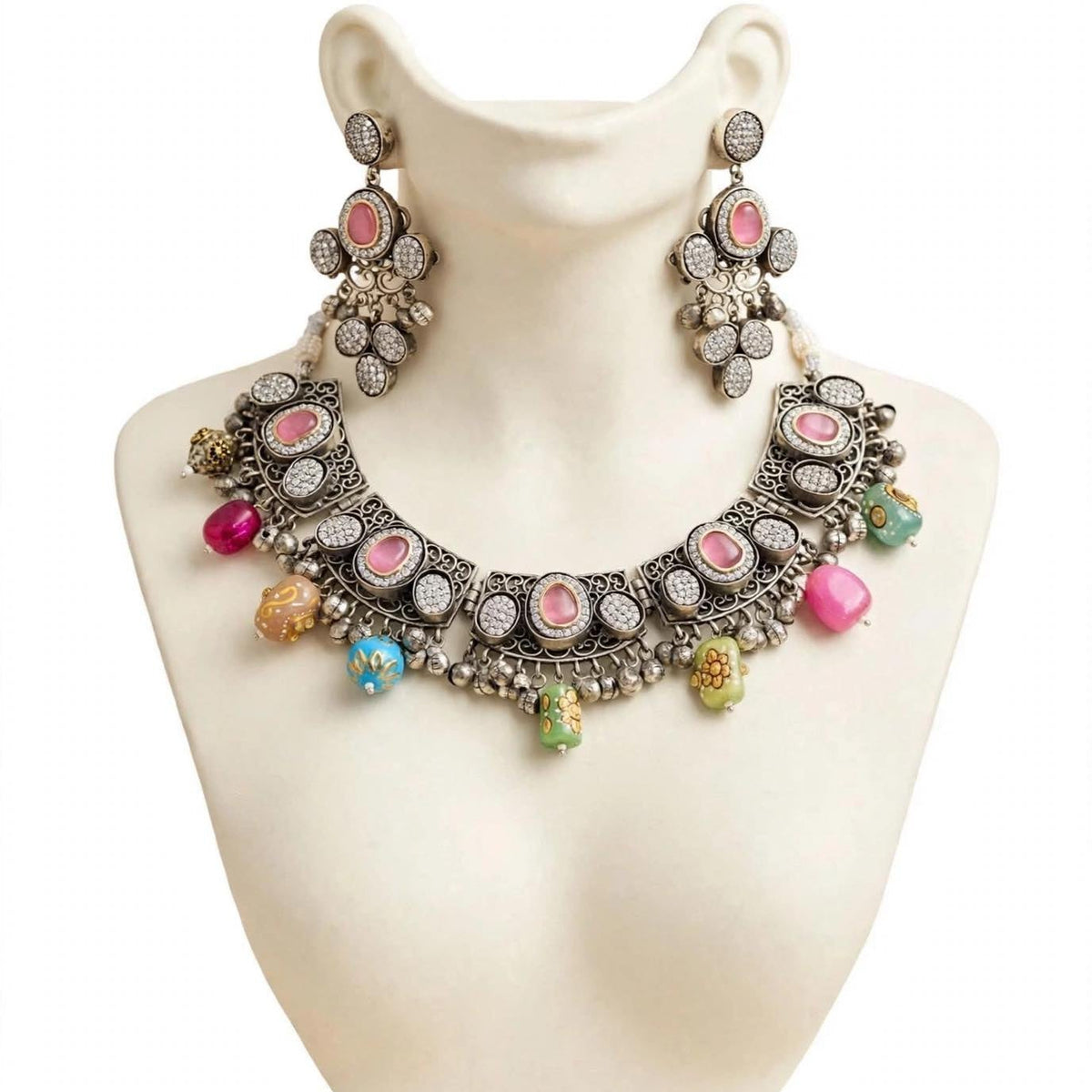 Boho Blush - Afghani Oxidized Choker Set